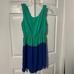 Blue/green color block dress